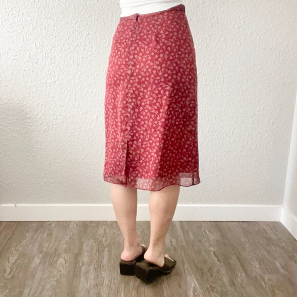 Vintage red floral midi skirt - Picture 4 of 11
